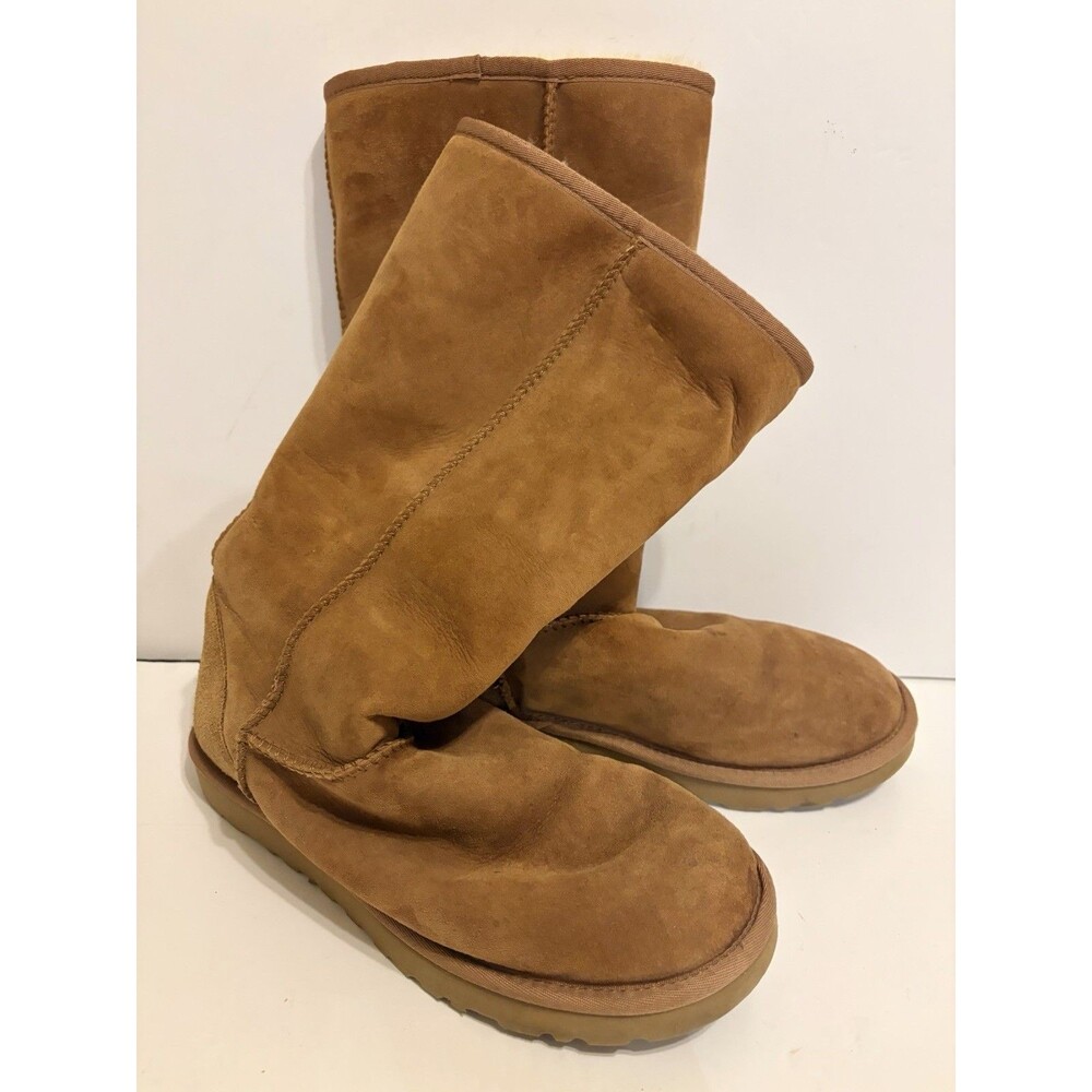Ugg Boots Australia Sheepskin Lined Brown Suede F26011K Women’s Size 9